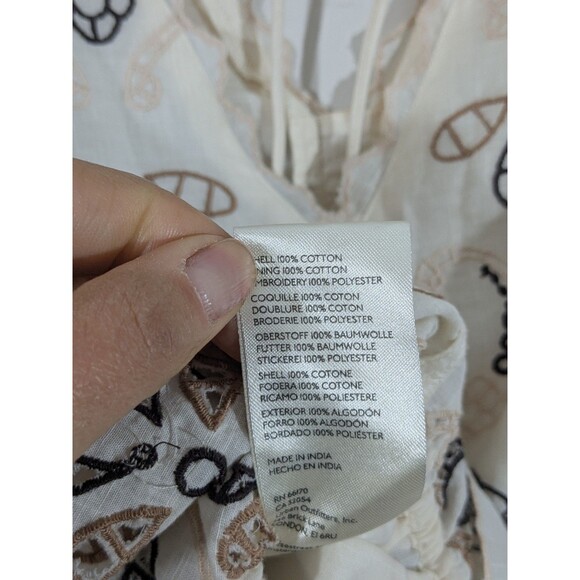 Nwt By Anthropologie Eyelet Short-Sleeve Blouse size Small Floral Resort  Boho - Picture 6 of 8